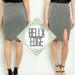 2/$30 Charcoal Gray Pencil Skirt with Front Slit